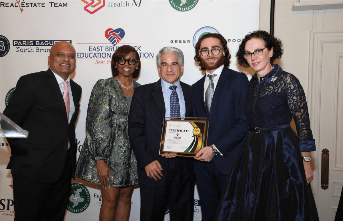 Spero Hospice team receiving a certificate at the East Brunswick Education Foundation Gala